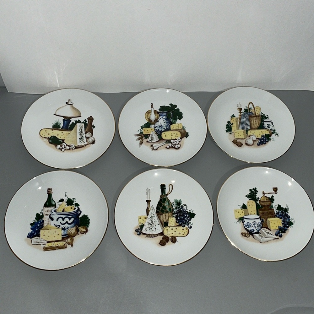 6 GDR Plates Decorative Cheese & Wine Plates